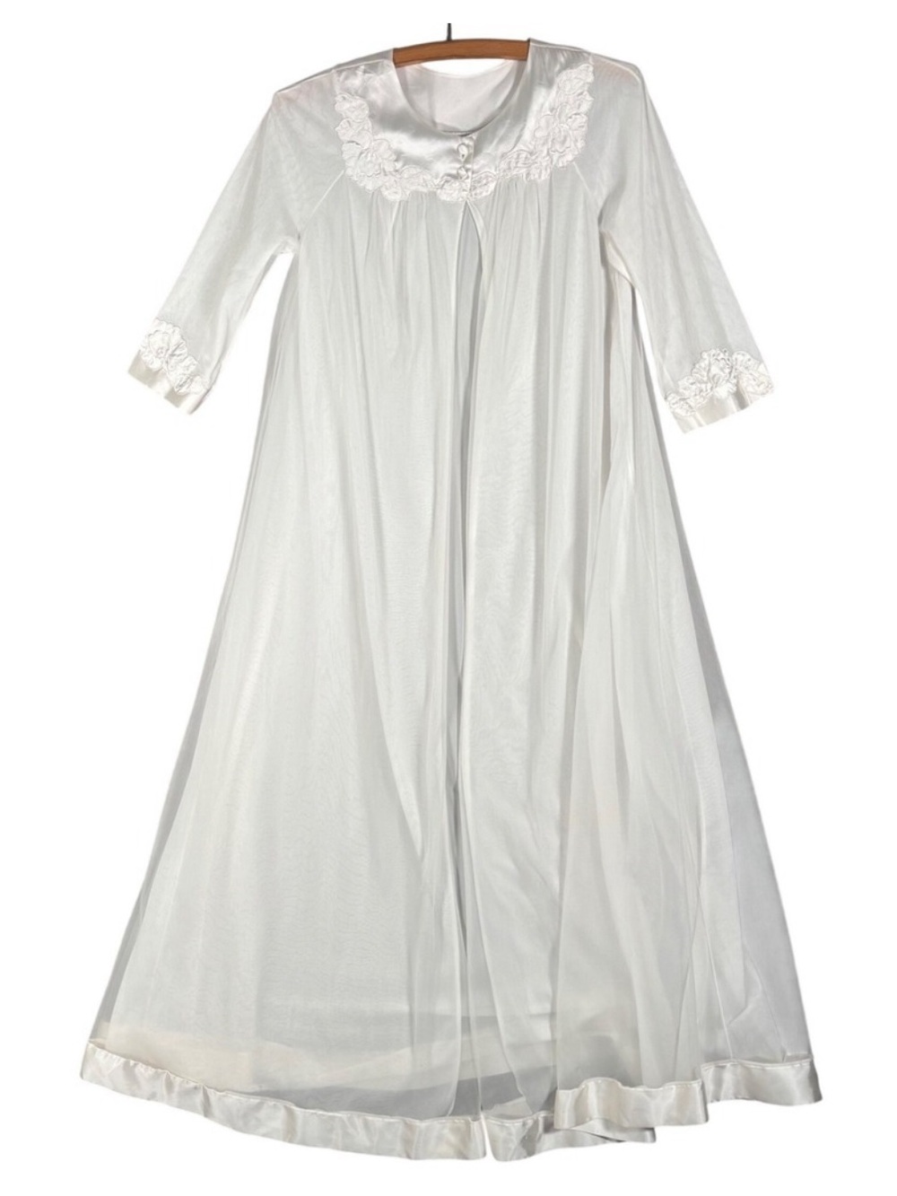 Gossard Artemis Vintage Petite White Silk and Sheer Gown/Robe Bridal